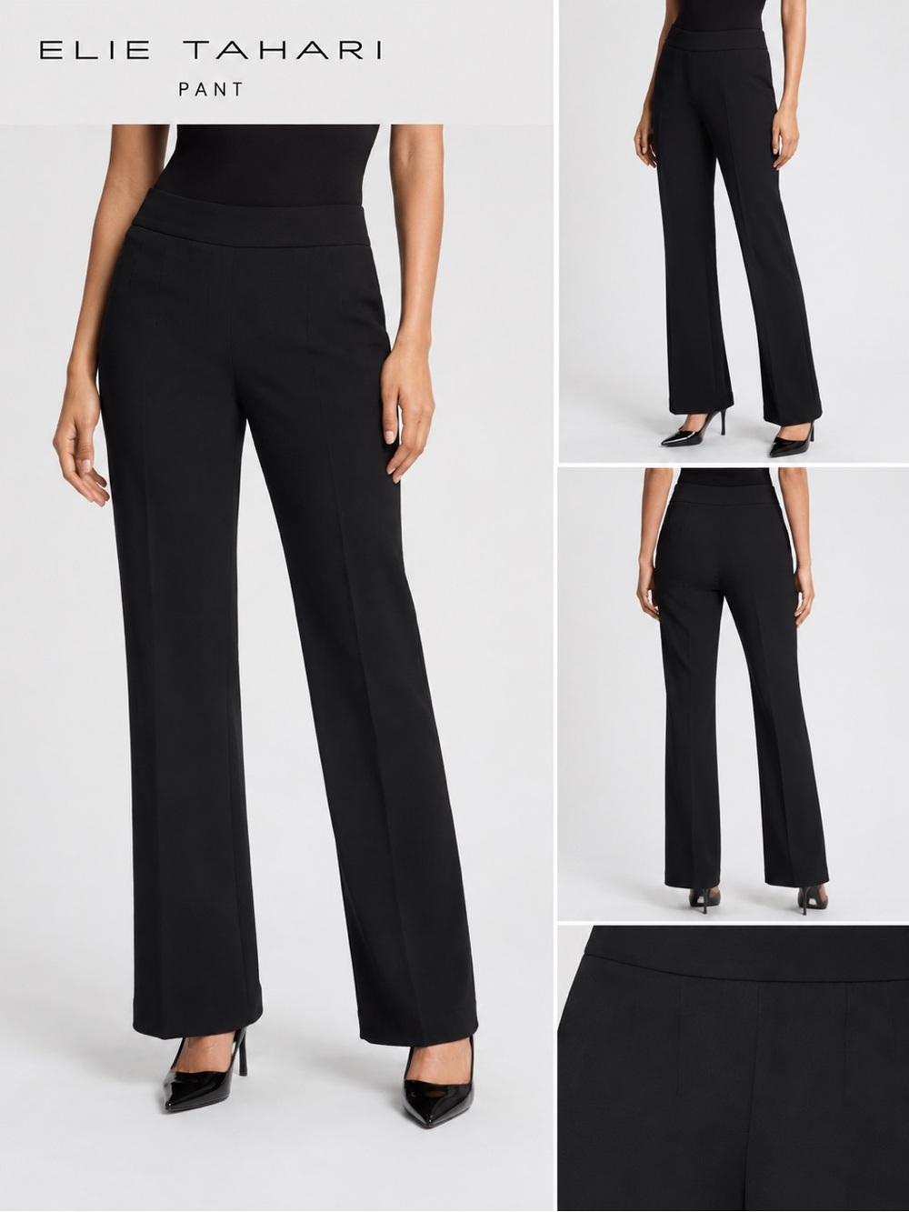 Elie Tahari Black Wide-Leg Ponte Trousers